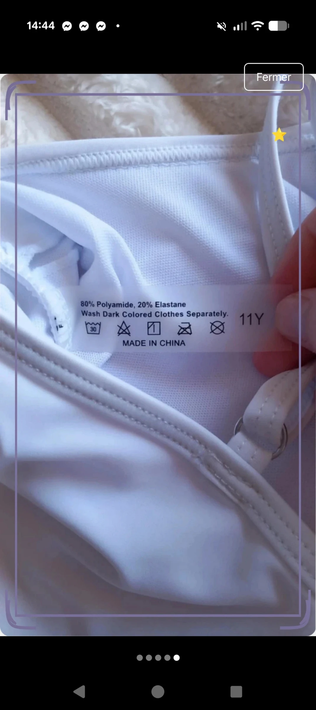 Maillot de bain 1 pièce blanc uni - 11 ans (Neuf sans étiquette) – photo 5
